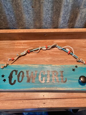 Cowgirl Sign, Necklace Hanger, Western Decor, Jewelry Holder